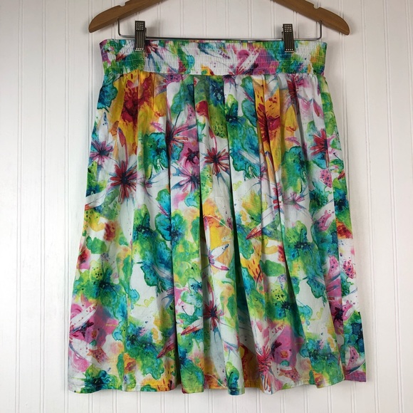 Vassalli Women's Multicolor Floral A-Line Skirt Sz 10 - Picture 1 of 9
